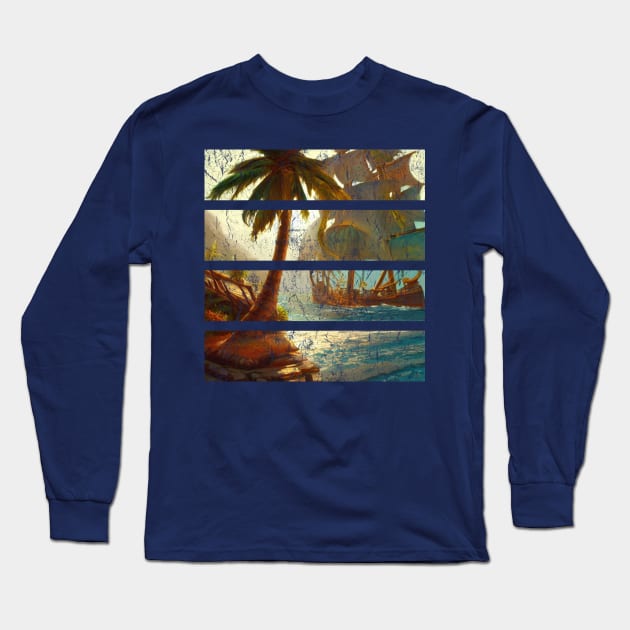 Vintage Pirate Ship Long Sleeve T-Shirt by vladocar